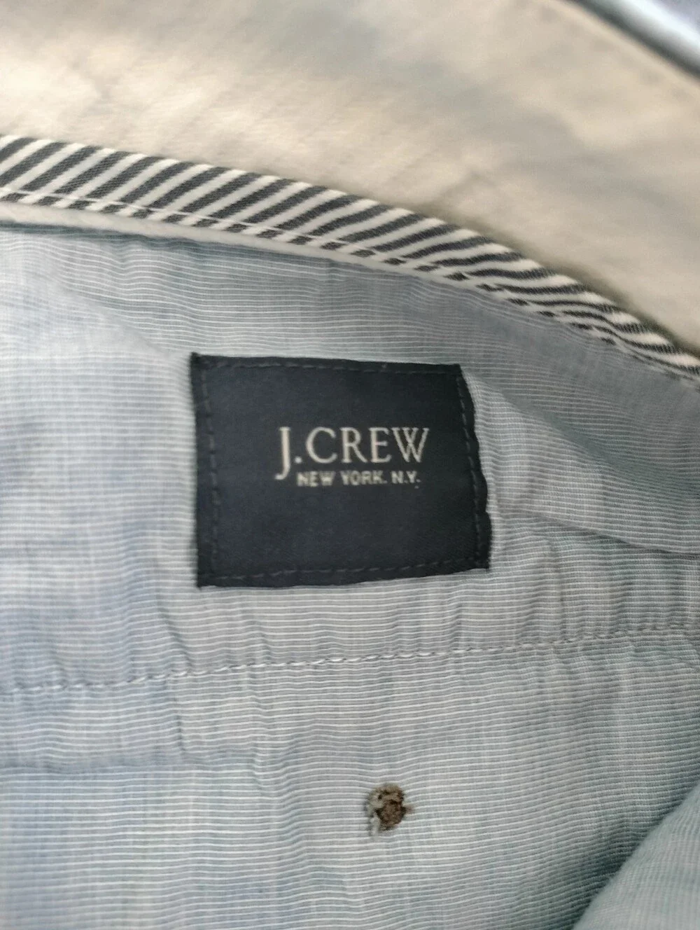 J Crew Mens 34 Linen Cotton Blend Blue Chambray Chino Shorts Preppy Vacation